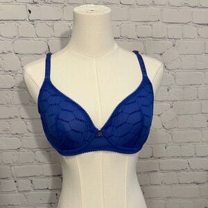 Elegant Blue Lace Bra